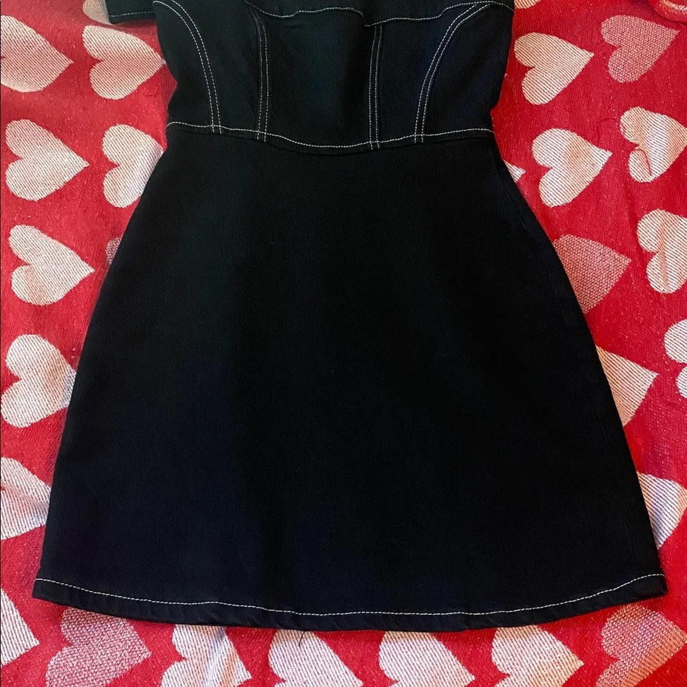 Reformation Davies bustier corset denim little black mini dress size 2 - Picture 6 of 8